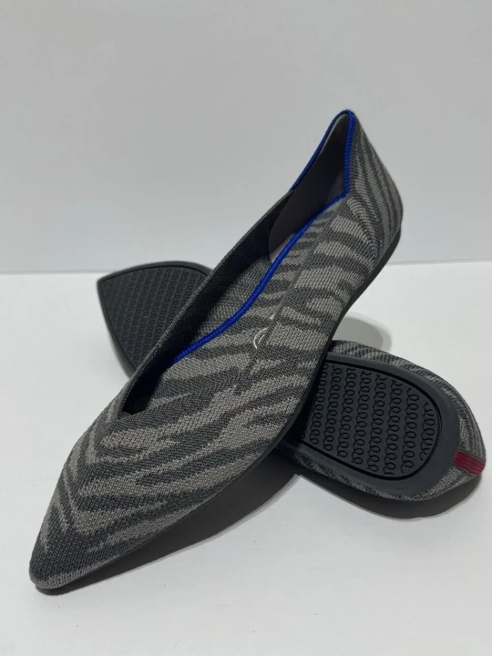 Rothys Womens The Point Flat Grey Zebra Size 9 M